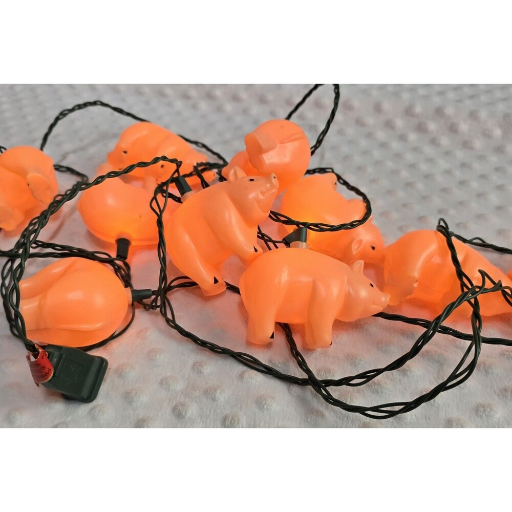 Vintage Farm Pig 14’ String Light Set Blow Mold Primal Lite Pack O Piggie 1990